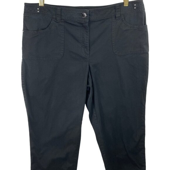 Chico's Womens Size 25 Black Capri Pants Rhinestone Waist Accent - Picture 3 of 7